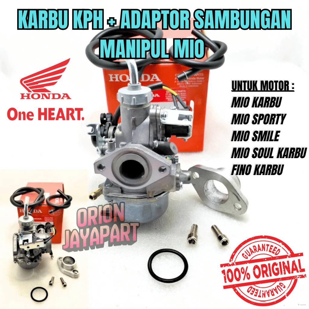 ORIGINAL KARBURATOR KPH KARISMA/SUPRA X 125 + ADAPTOR SAMBUNGAN MANIPUL MIO UNTUK MIO KARBU, MIO SMI