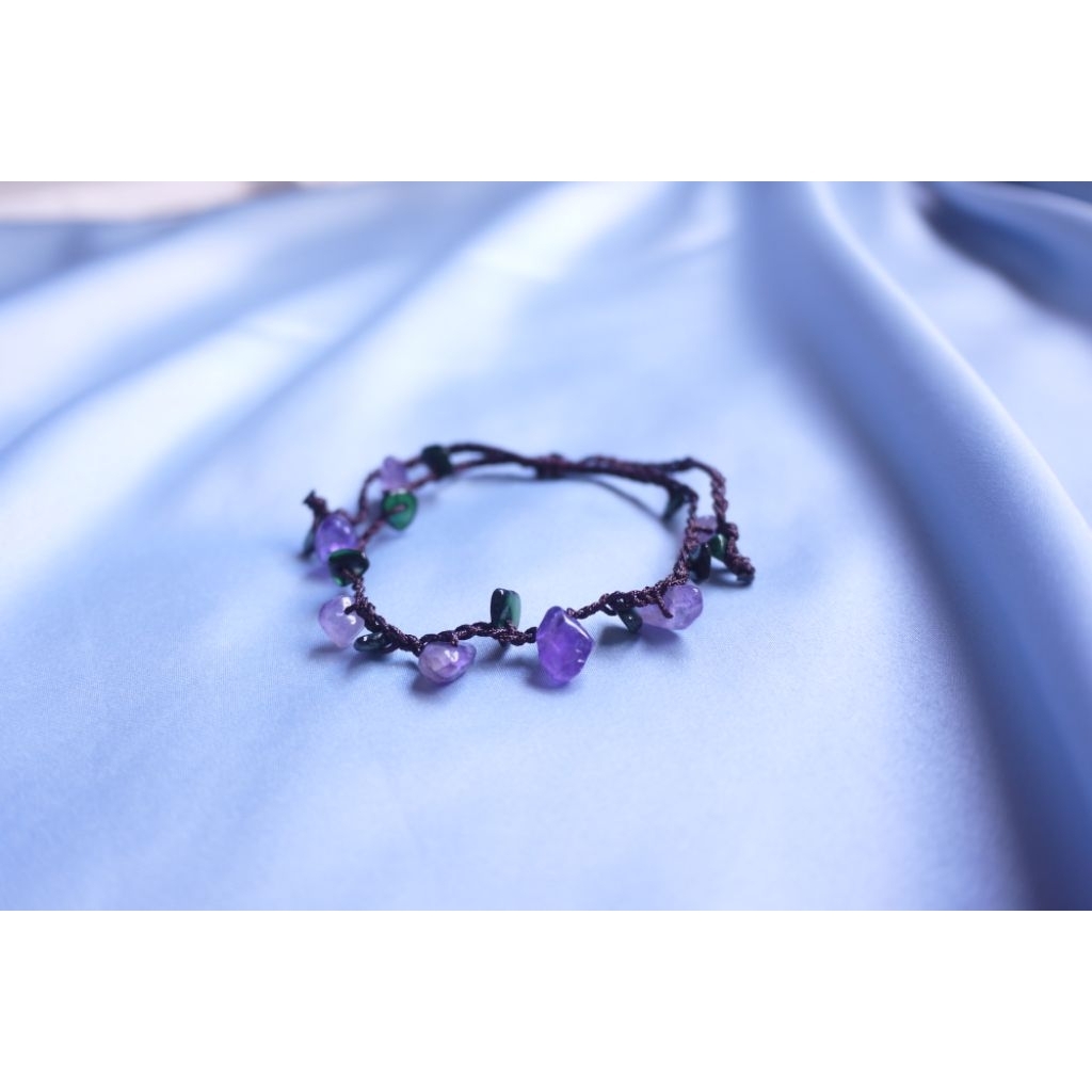 Gelang Macrame Amethyst Gemstone Asli