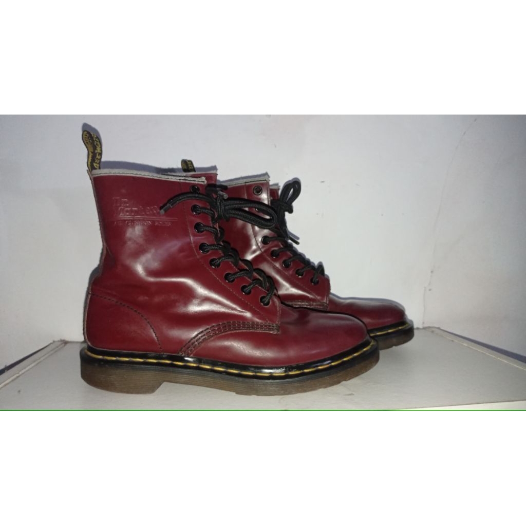Dr. Martens 1460 Boots Docmart Red Cherry 38 Maroon Merah 8 Hole High Preloved Second