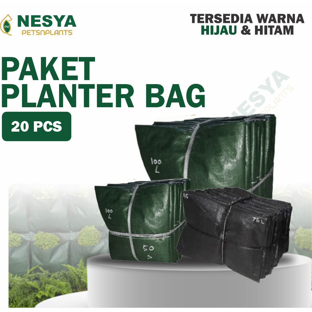 Grosir Planter Bag 20 Pcs Ukuran 75 Liter - 200 Liter Hijau Dan Hitam