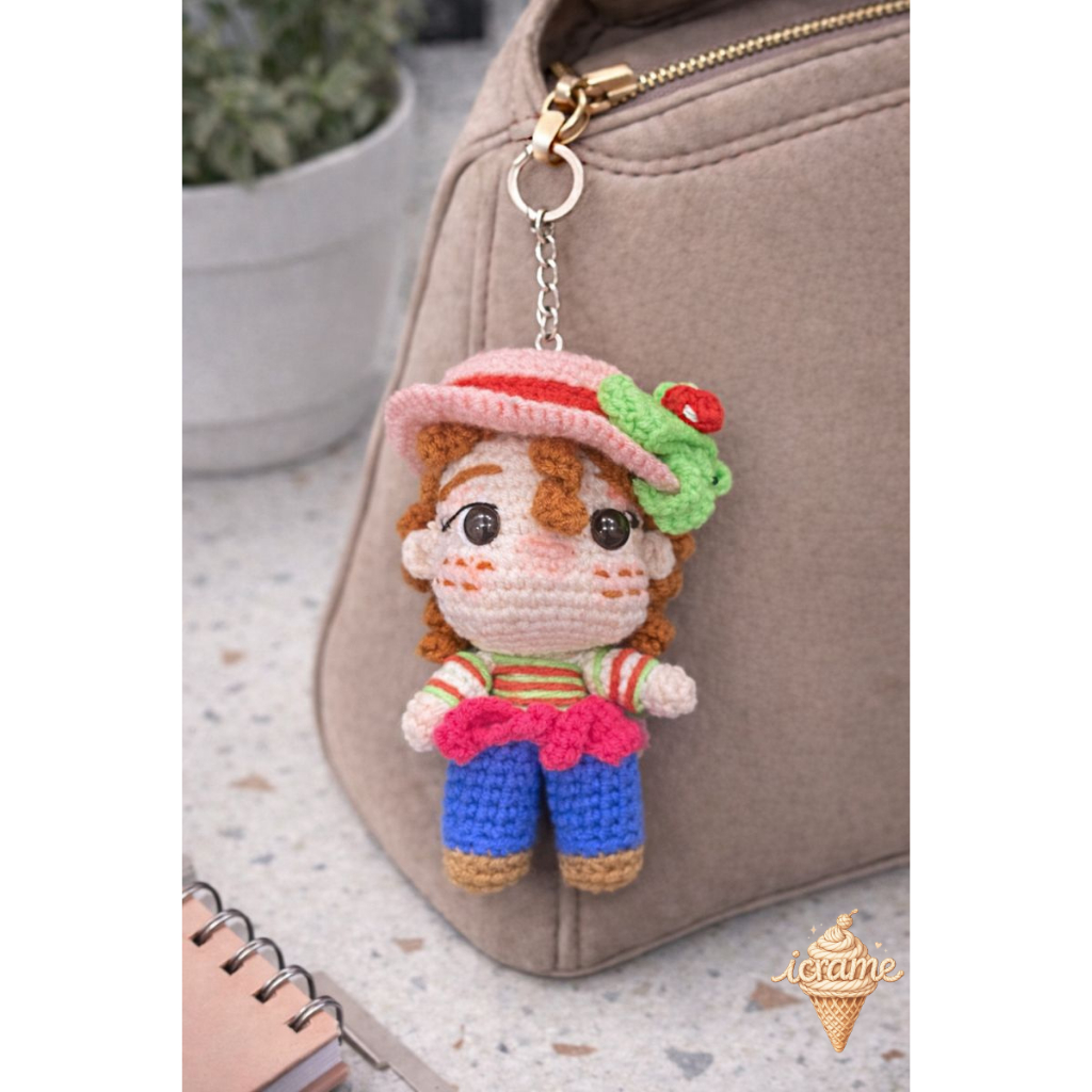 Icrame Macrame Karakter Strawberry Shortcake Keychain Gantungan kunci tas sekolah tas kantor tas jal