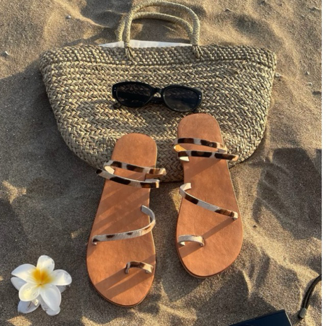 Sandal kulit wanita doble strip handmade