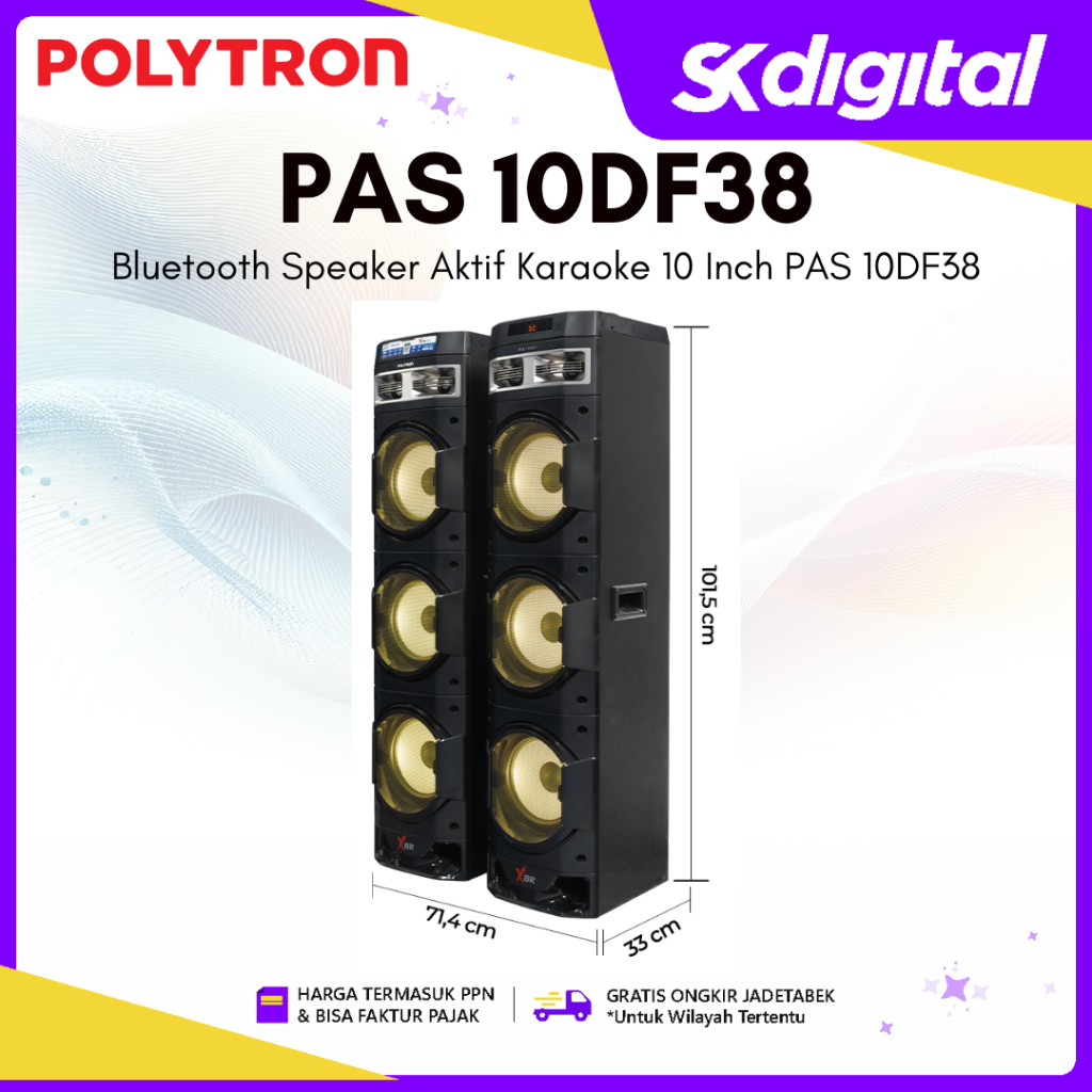 Speaker Polytron PAS 10DF38 Bluetooth Speaker Aktif Karaoke 10 Inch