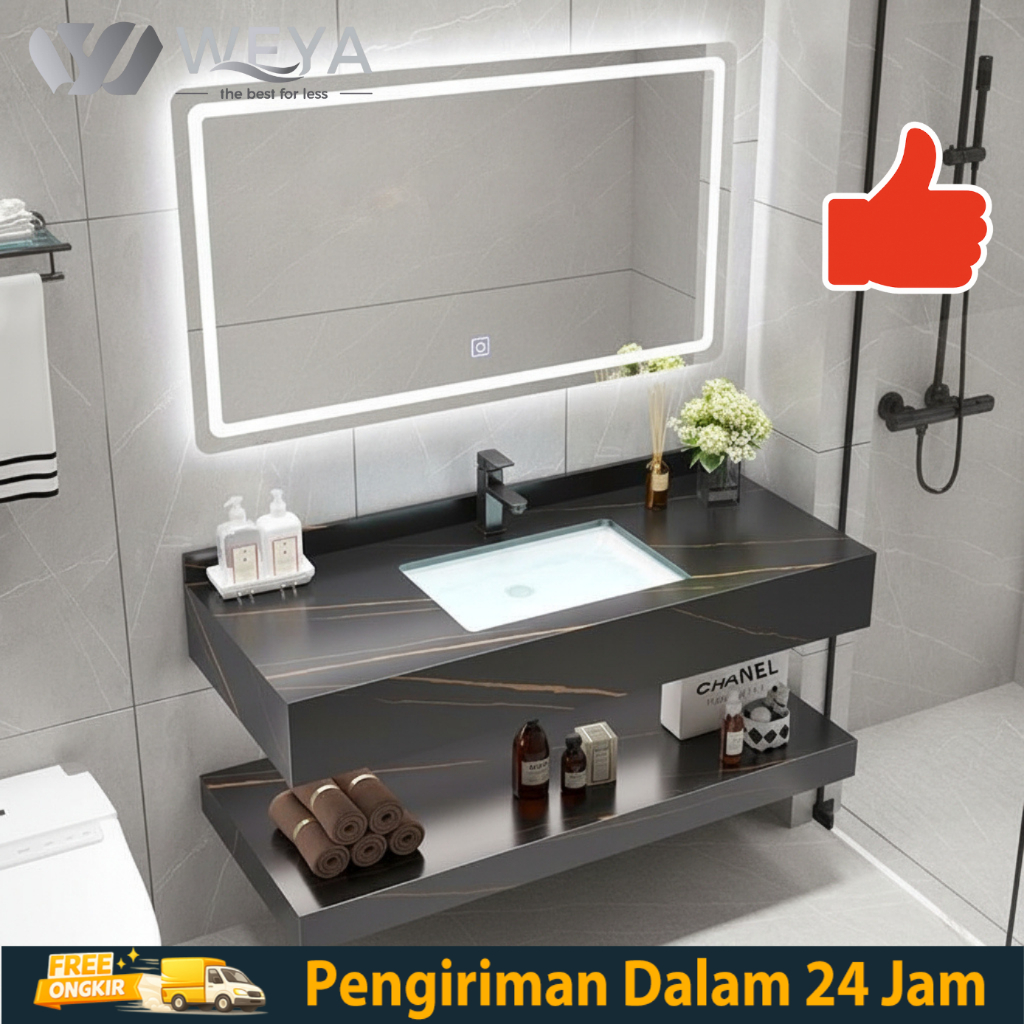 WEYA-Cabinet Wastafel Kabinet Kamar Mandi Sintered Stone Kabinet Wastafel Kamar Mandi Meja Wastafel