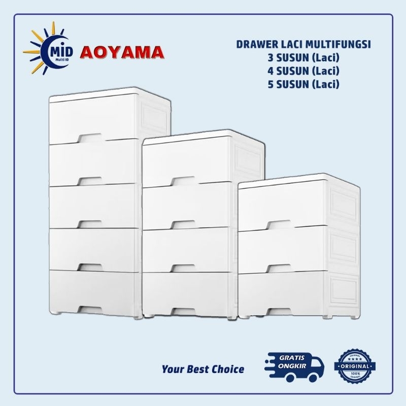 AOYAMA Drawer Laci Aesthetic | Rak Laci Bahan Plastik Putih Serbaguna | Rak Buku Aesthetic | Laci Mu