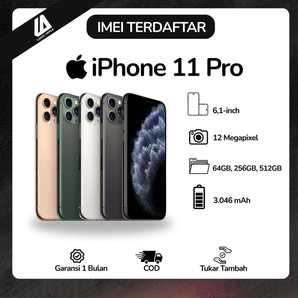 iPhone 11 Pro Second inter IMEI Terdaftar Beacukai Fullset