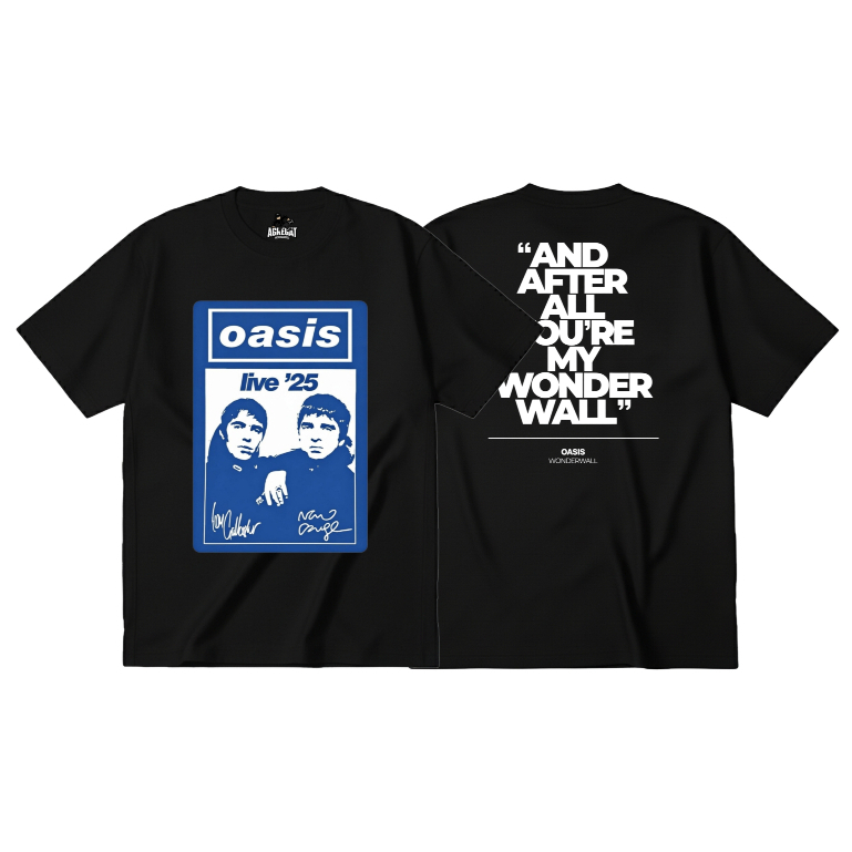 Agregat | T shirt Band Oasis Wonderwall - Noel Gallagher Liam Gallagher Black Original