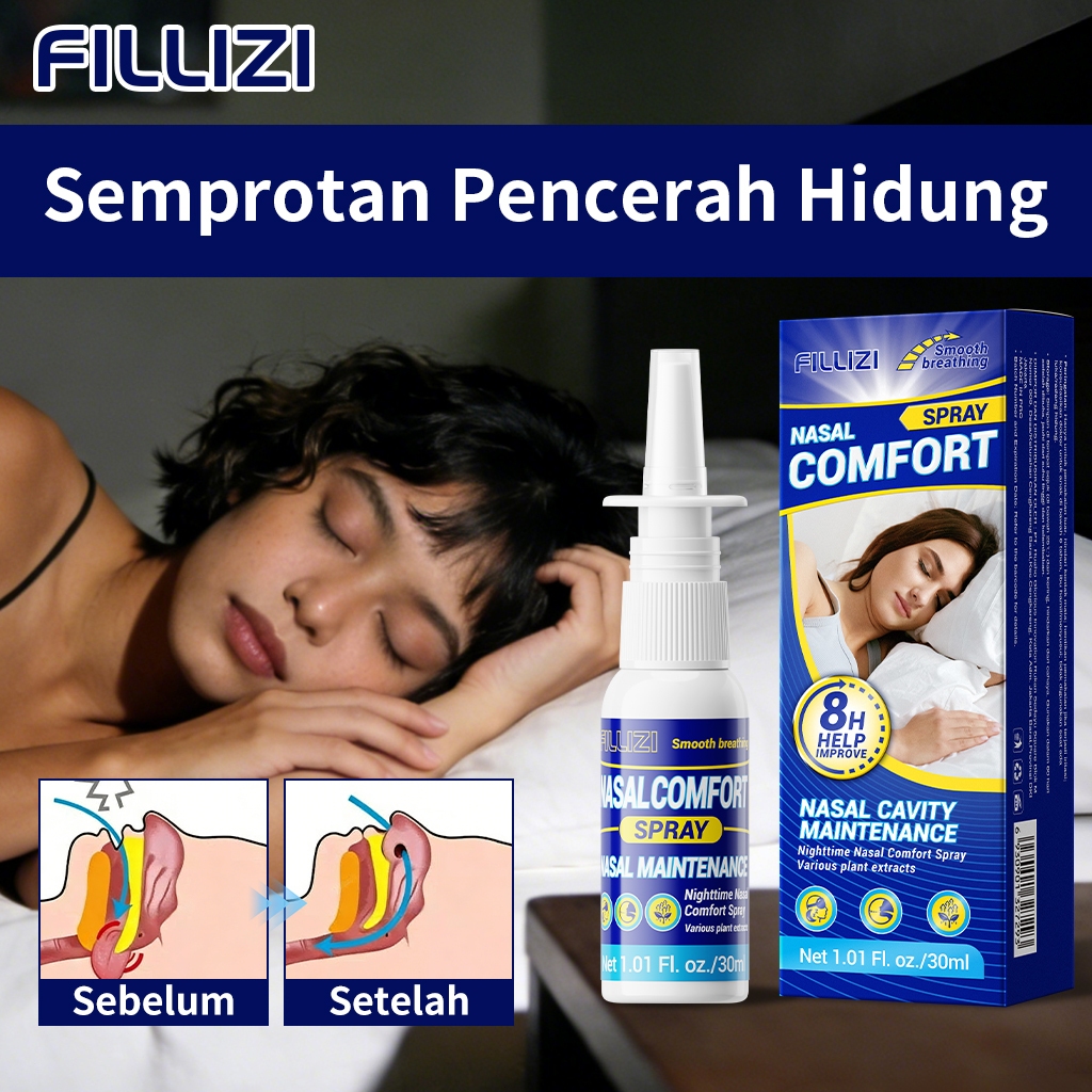 FILLIZI Tidur Malam Semprotan Hidung Halus Cocok Untuk Pernapasan Yang Tidak Normal dekongestan hidu