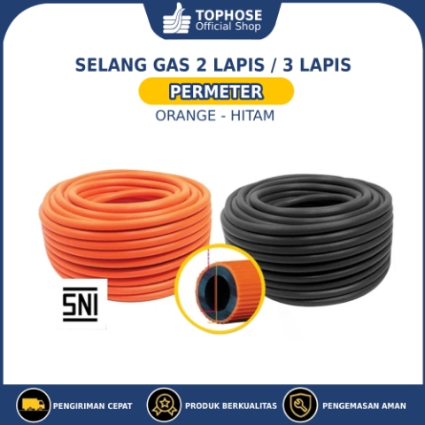 TOPHOSE Selang Gas 2 Lapis 3 Lapis Tebal Permeter Selang Gas Anti Gigitan Tikus Selang Water Heater 