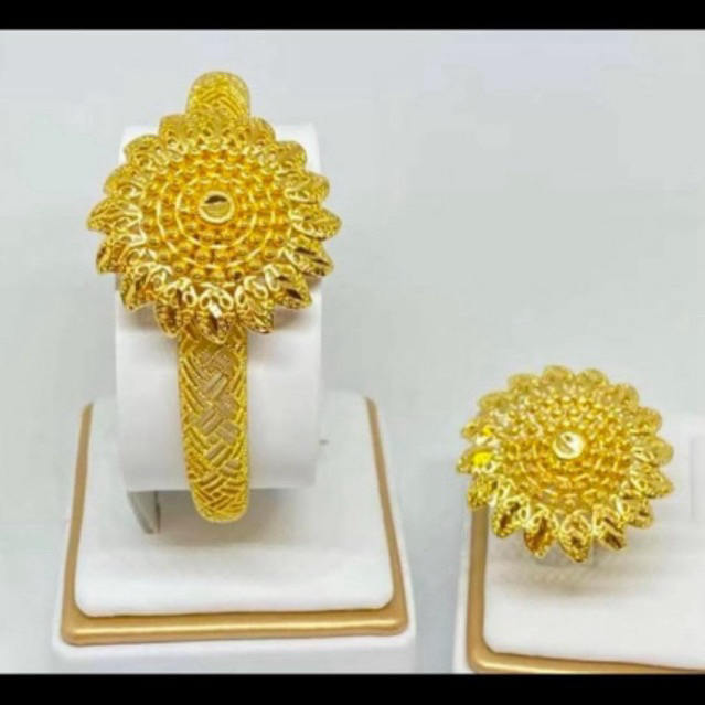 Lunavia accesories gelang set cincin fashion Model matahari lapis emas