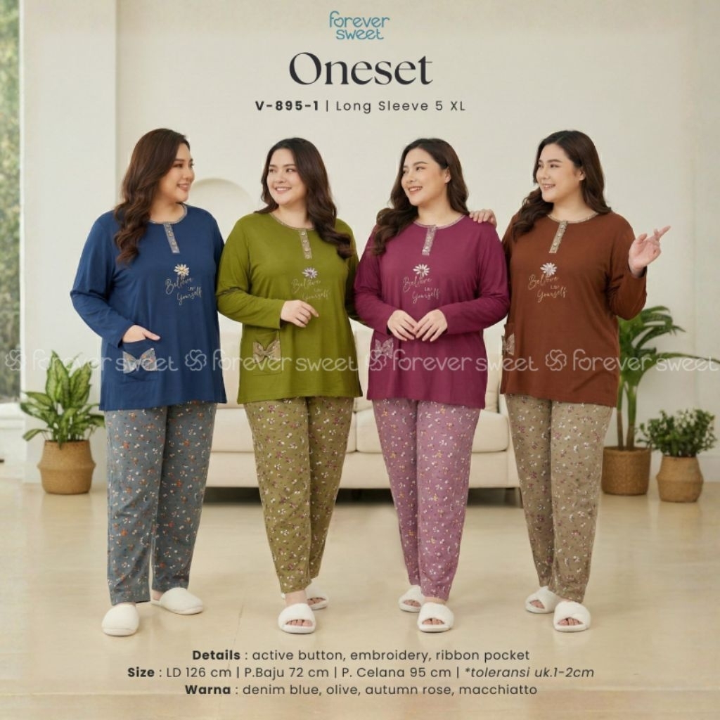 baju tidur piyama babydoll  jumbo 5XL forever sweet tangan panjang celana panjang