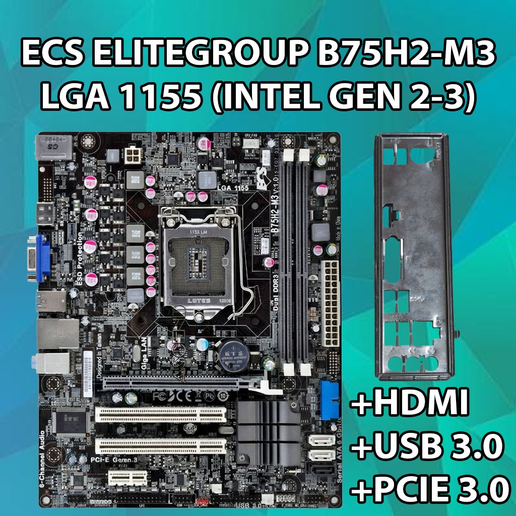 ECS ELITEGROUP B75 B75H2-M3 LGA1155 INTEL GEN 2 & 3 + i5-3570K Processor bukan H61