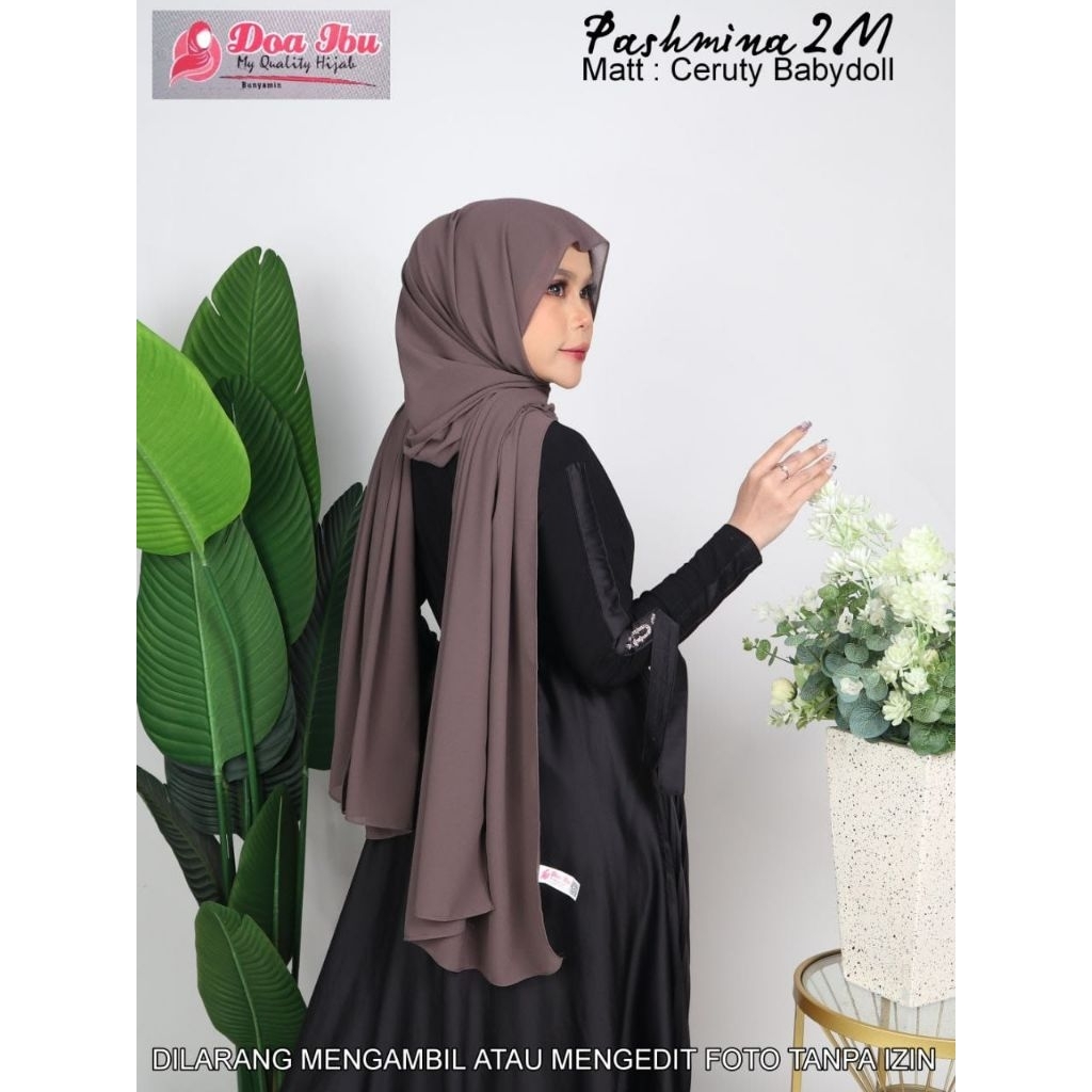 PROMO 2.2 PASHMINA POLOS 2 METER ORIGINAL DOA IBU/HIJAB PASHMINA 200X75 ORI DOA IBU