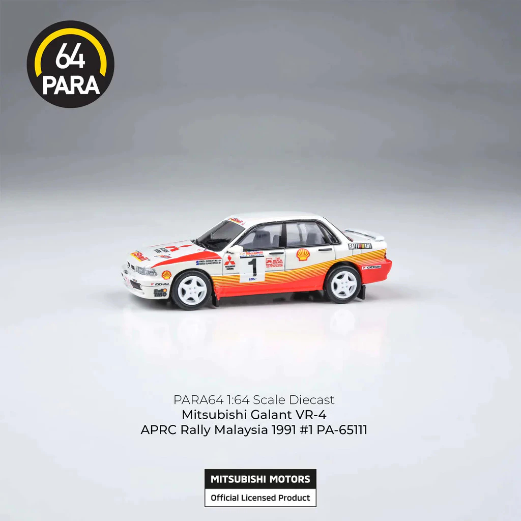 PARA64 1/64 MITSUBISHI GALANT VR-4 APRC RALLY MALAYSIA 1991 #1 - SHELL