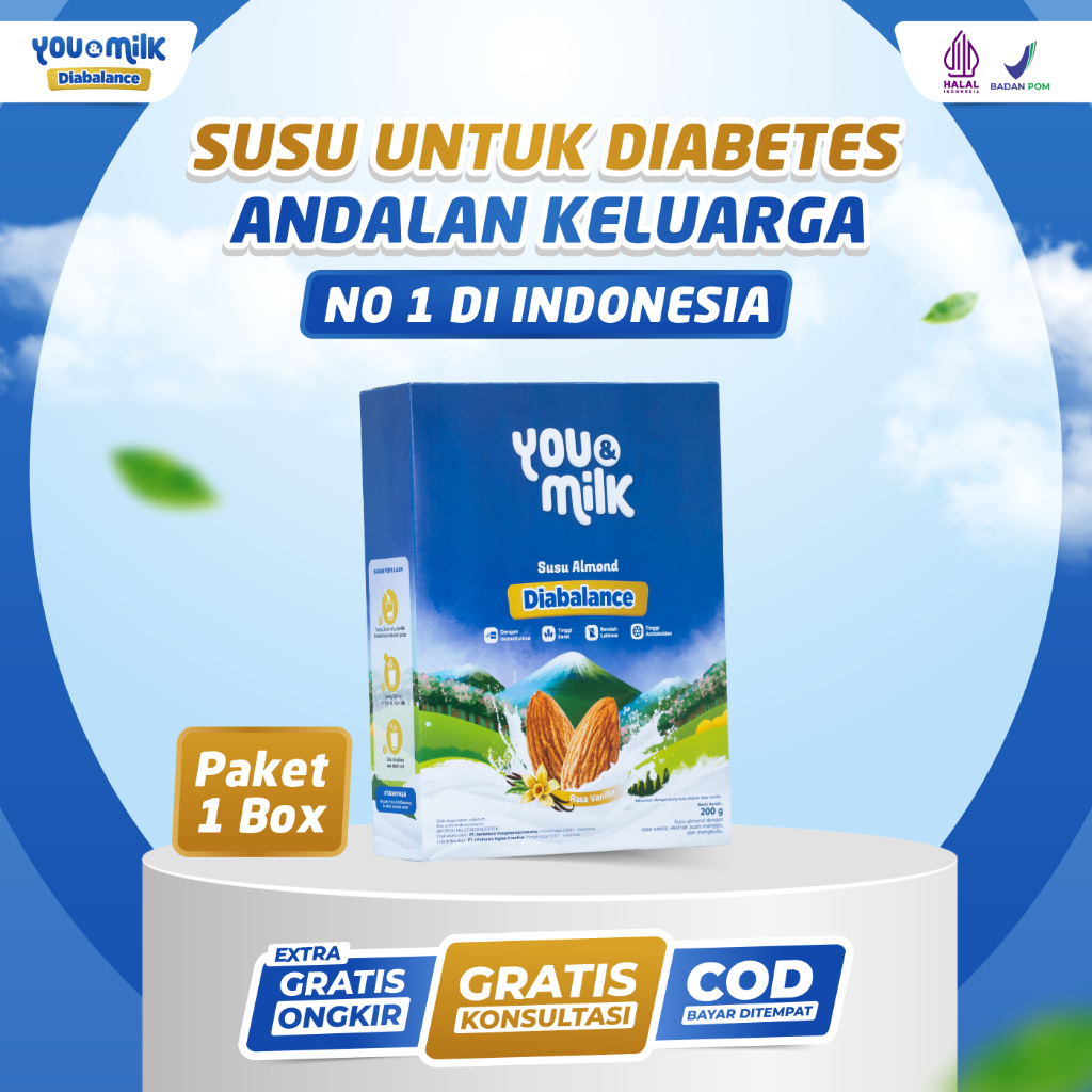 You & Milk Diabalance 3 Box Susu Almond Diabetes Turunkan Gula Darah Rekomendasi Untuk Keluarga Anda