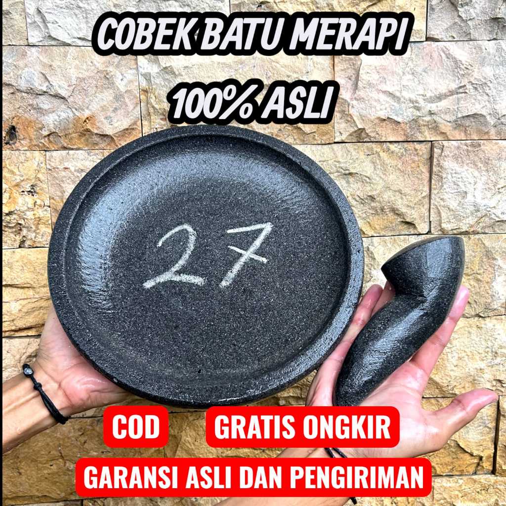 Cobek Batu Asli Merapi 27 cm Magelang