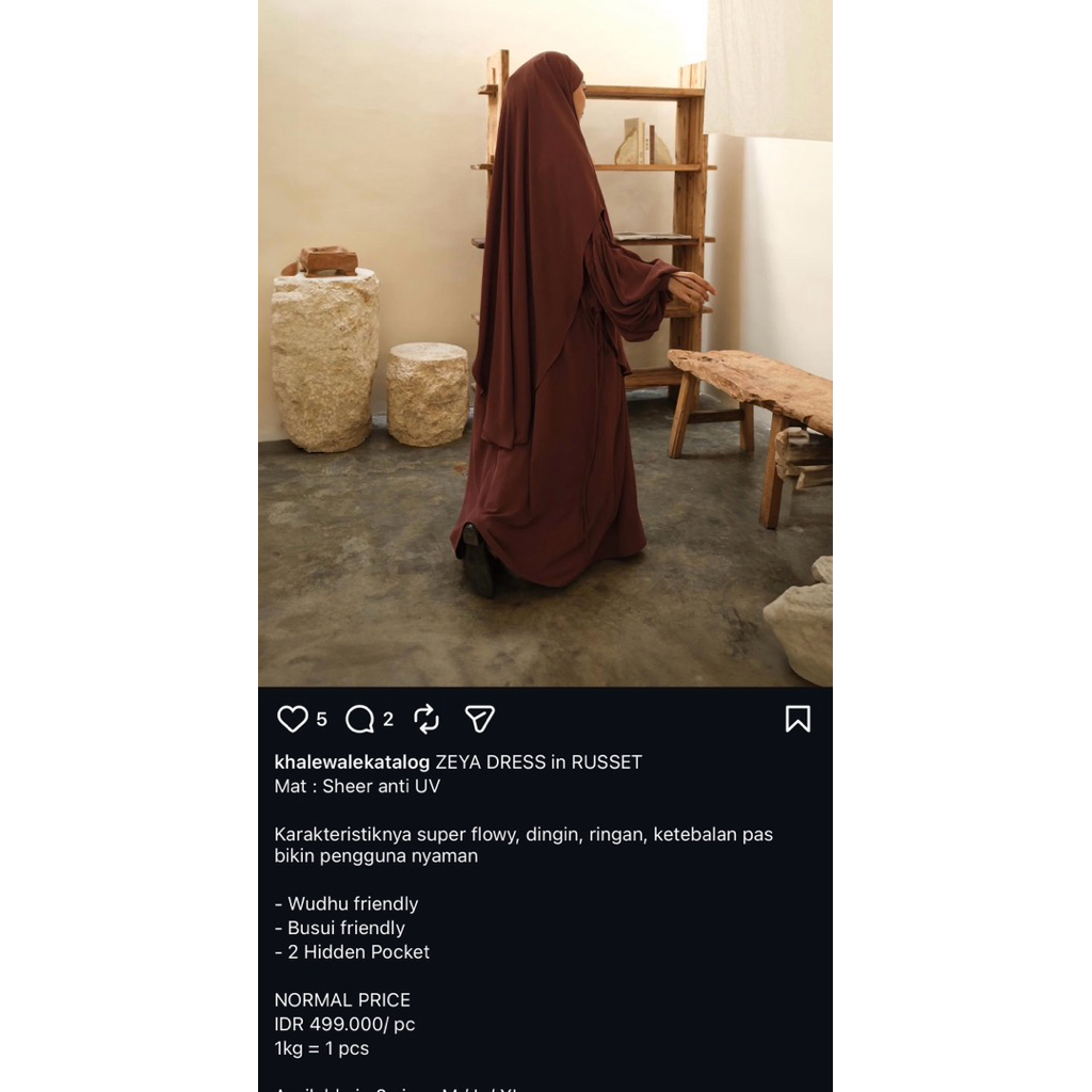 preloved zeya dress russet M khalewale