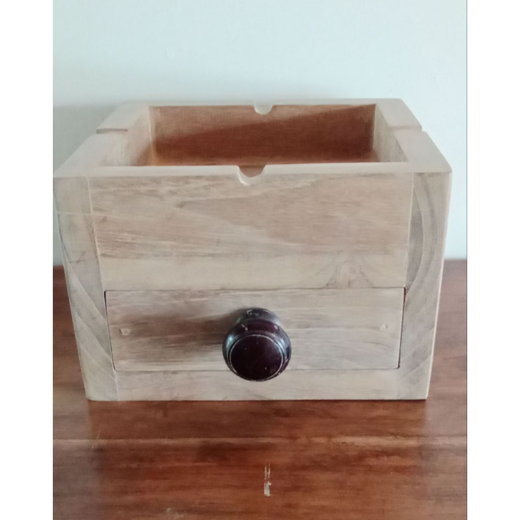 asbak laci kayu jati asli