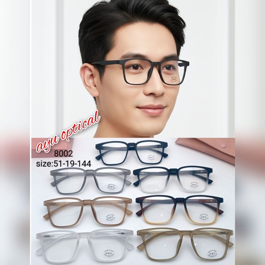 kacamata kotak bisa lentur bisa minus, normal dan slinder frame 8002