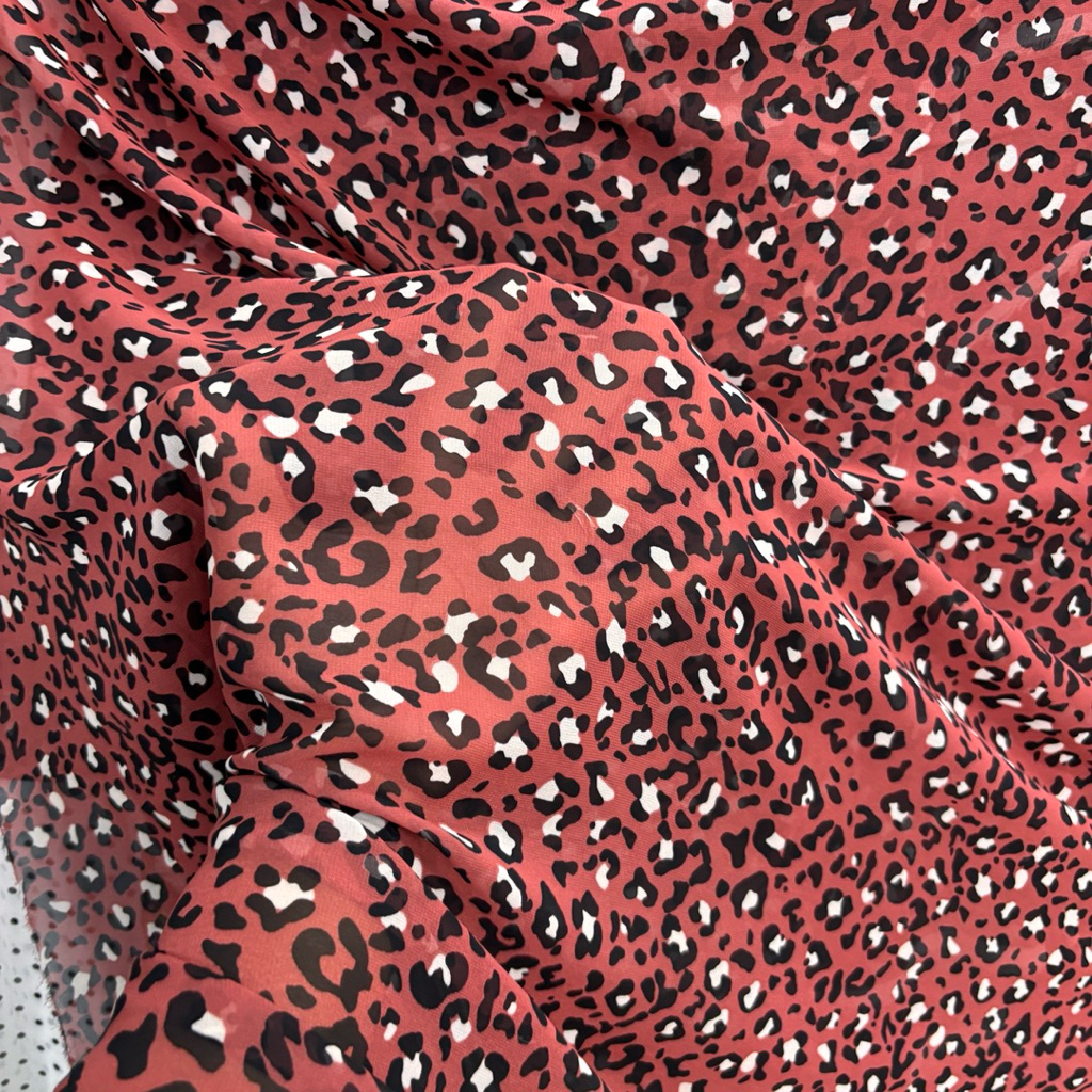 Kain Sifon Ceruty Motif Macan Leopard - Bahan Ceruty Animal Print Premium - Meteran Bahan Gamis, Dre