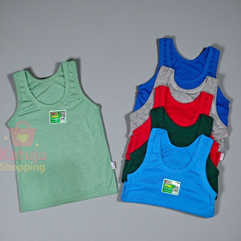PROMO 3 Pcs Singlet Agree ST06 Warna - CD Baju Dalam Anak Laki & Perempuan