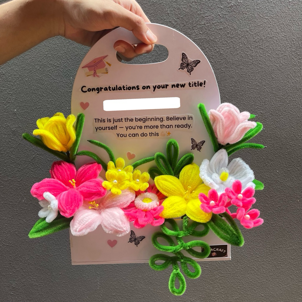 Flower box mini - papan bunga mini - papan wisuda - hand bouquet - card