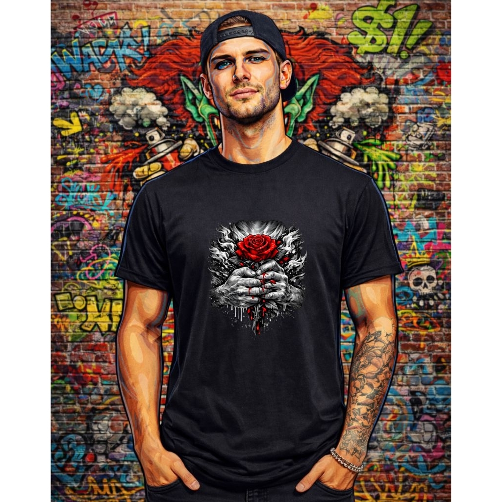 Kaos Distro Mawar-ku || Gambar Desain Ilustrasi Bahan Cotton Combat 30s Sablon DTF