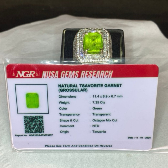 cincin batu permata tsavorite garnet Apple green bermemo ring perak 925