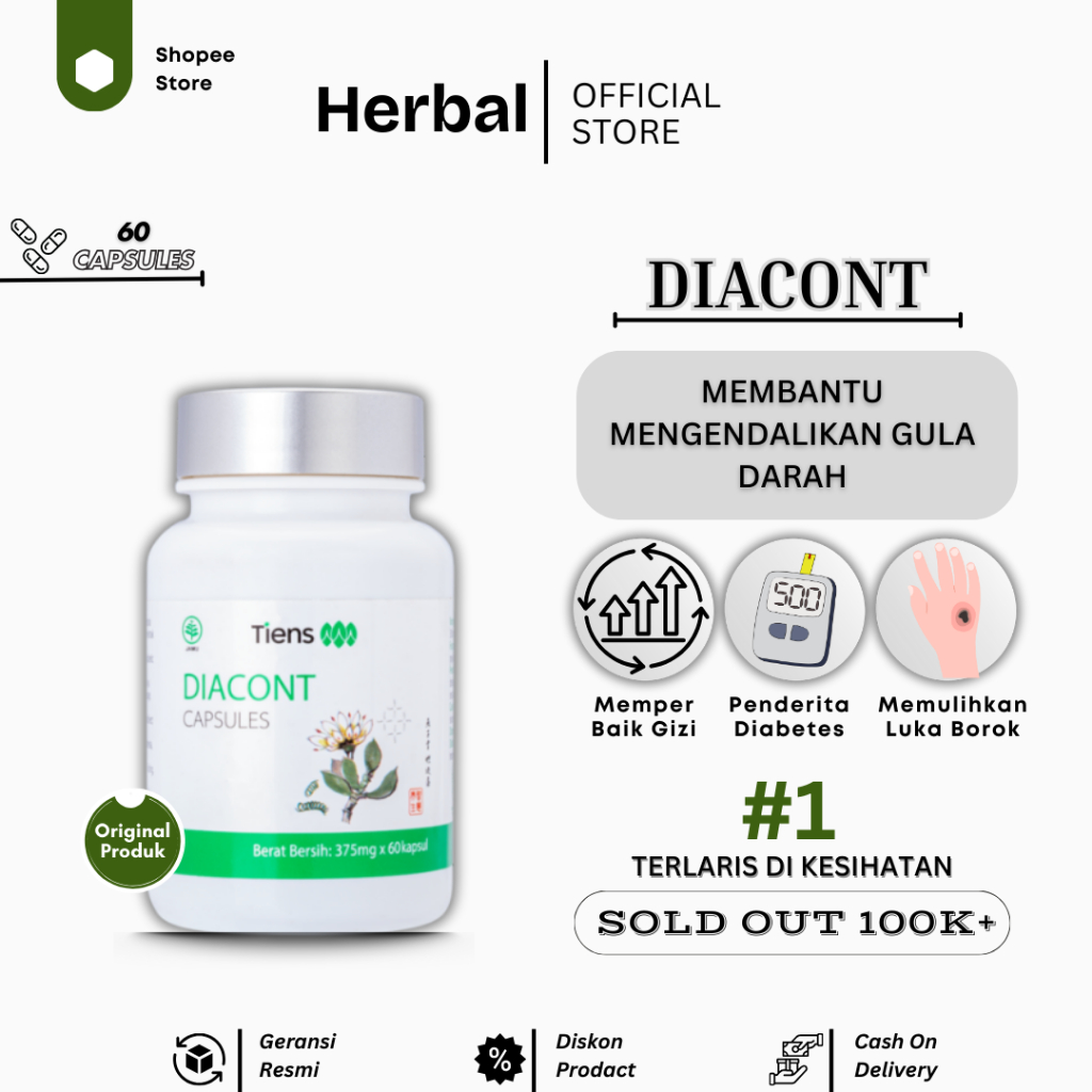 Supplement Diacont Obat Diabetes Turun Gula Darah Kencing Manis Pemulihan Luka Kapsul Labu China, In