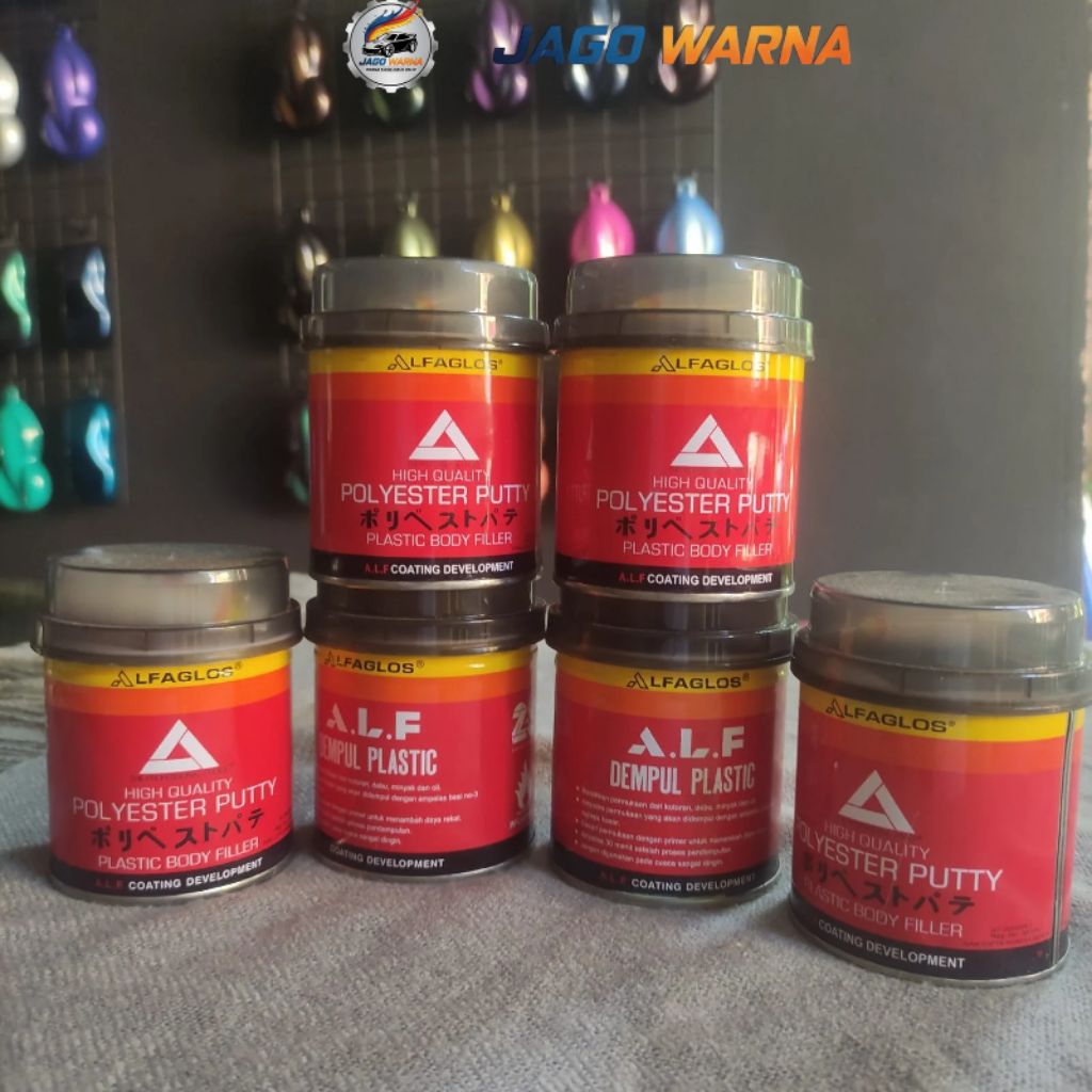 A.L.F Dempul Plastik Alfaglos - 1/4 kg Set ( kemasan kaleng kecil) Polyester Putty Plastic Cocok unt