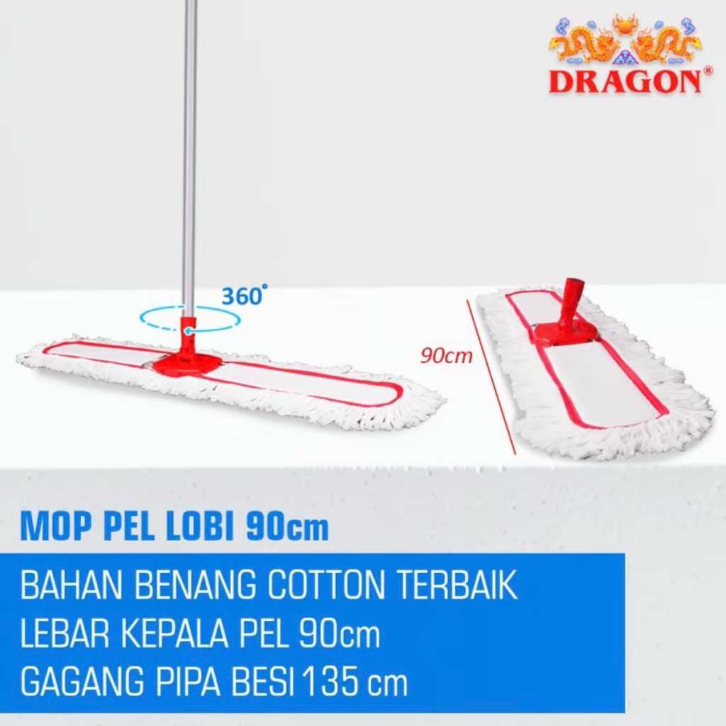 PEL LOBI DRAGON PANJANG 90 CM / LOBBY DUSTER MOP HOTEL GAGANG BESI 135 CM