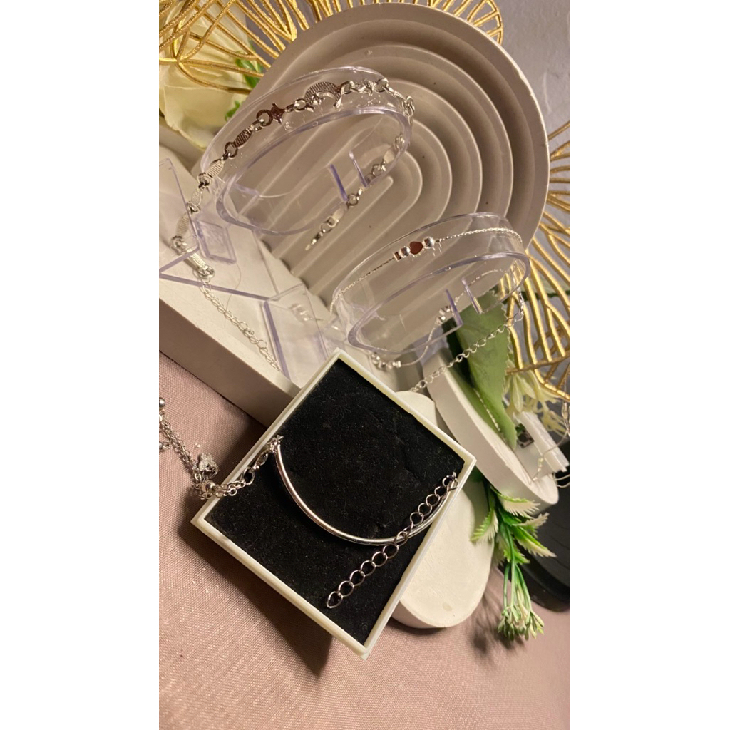 Gelang Titanium Serut Perak
