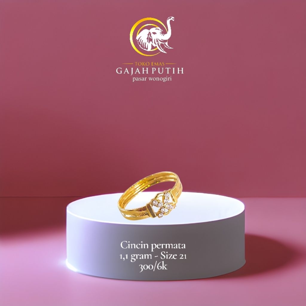 Cincin emas permata 1,1 gram