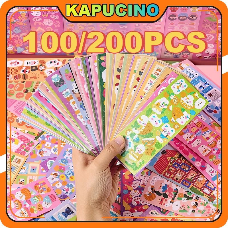 200/100pcs Sticker Berbagai Kartun Shiny Stiker Lembar/Mahasiswa Diy Hias Bahan Stiker/Colorful Cart