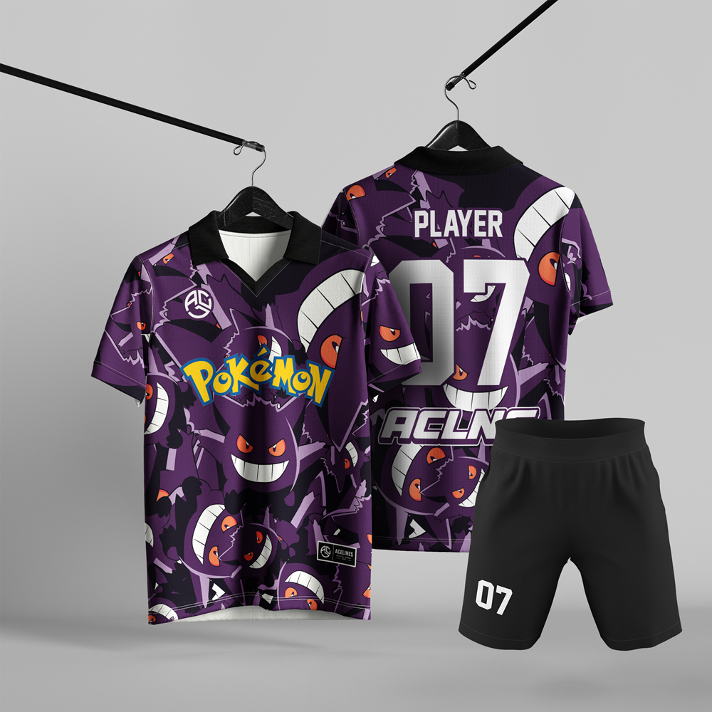 Setelan Jersey Futsal Seragam Tim Unisex Ungu Motif Karakter Anime
