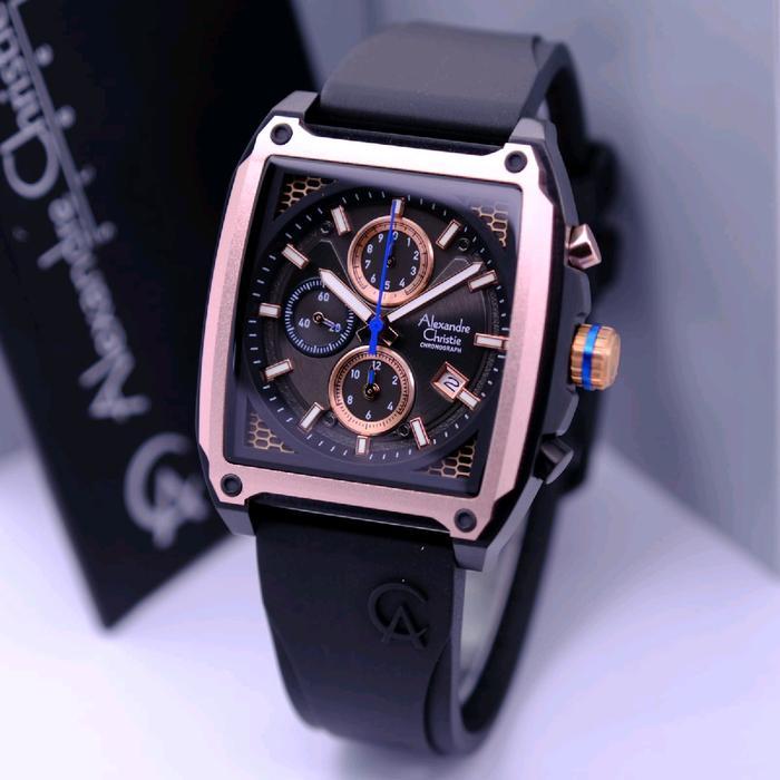 Jam Tangan Alexandre Christie Pria AC 6614 AC6614 Original Garansi Resmi 1 Tahun - Rubber