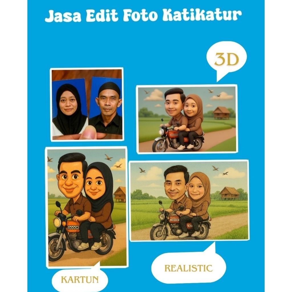 Jasa Edit Foto Karikatur, 3D, Realistis, Dan Backround.