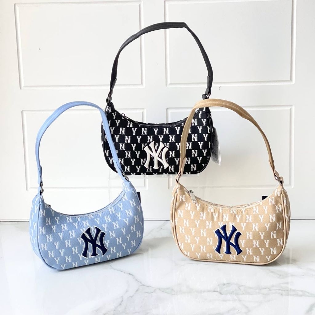 TAS WANITA MLB* SHOULDER BAG NY MLB JACQUARD HOBO MONOGRAM TAS BAHU SHIRO