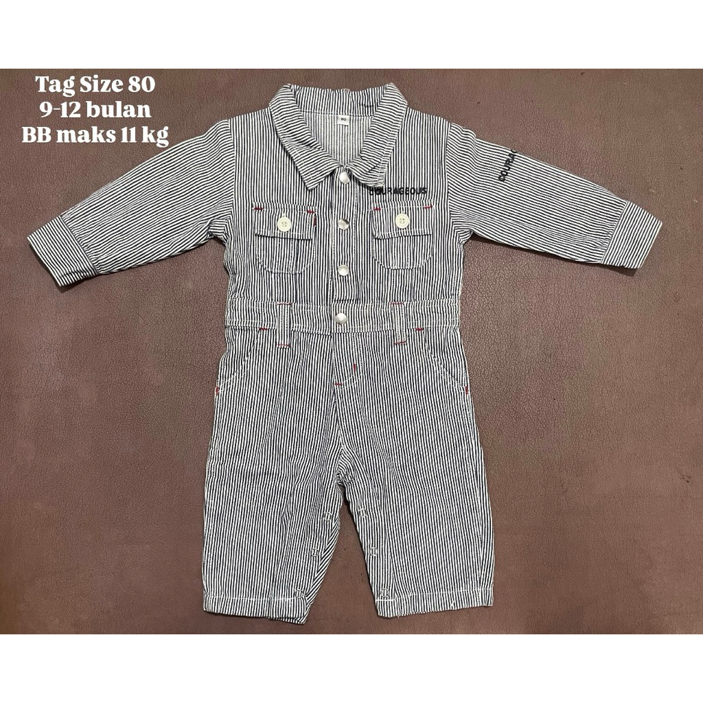 Romper Levis Panjang Bayi Laki-Laki Usia 9-12 Bulan / Jumpsuit Jeans Anak Cowok 1 Tahun / OOTD Anak 