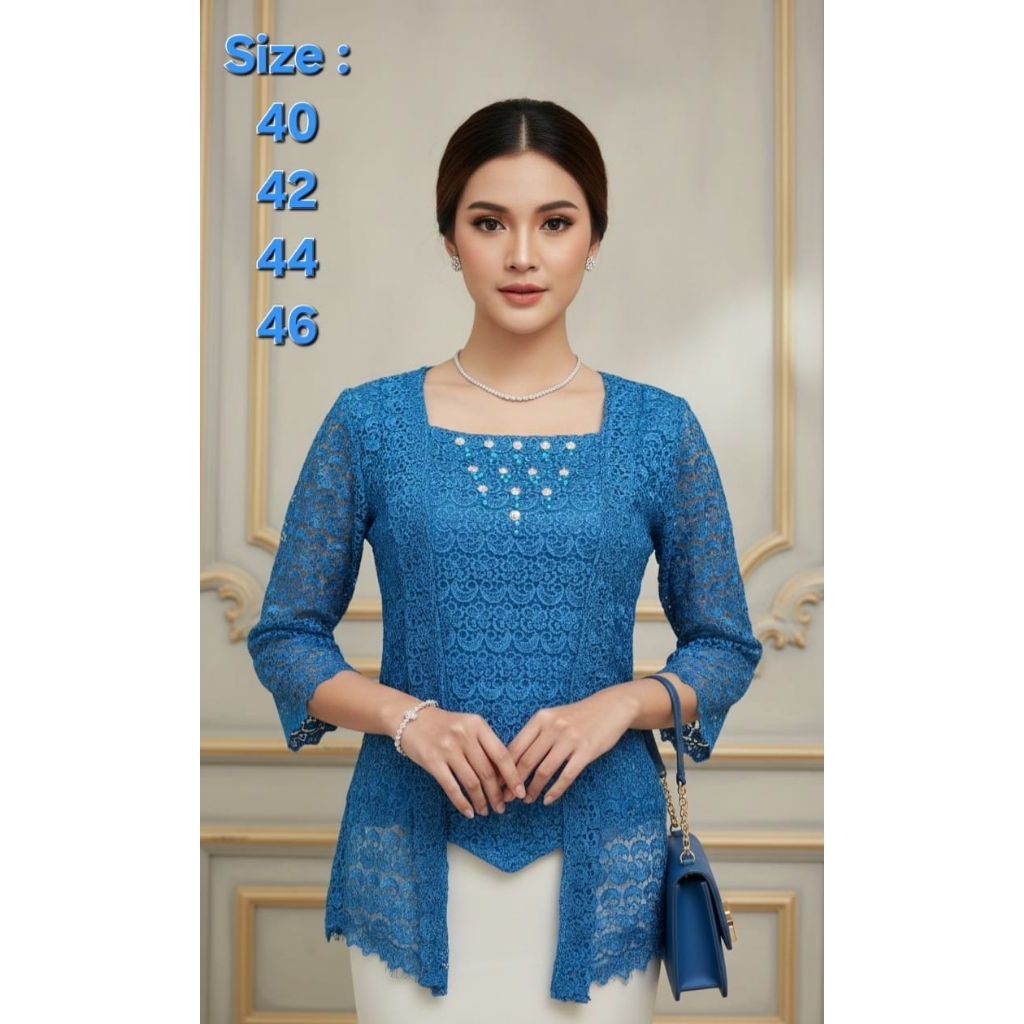 Atasan Kebaya Brokat Hoki Premium Kutu Baru Payet