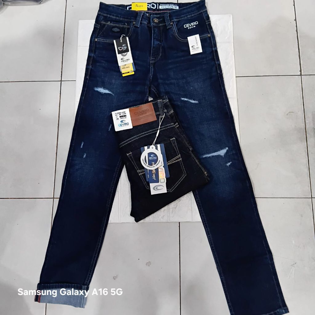 celana jeans panjang pria ceviro sobek