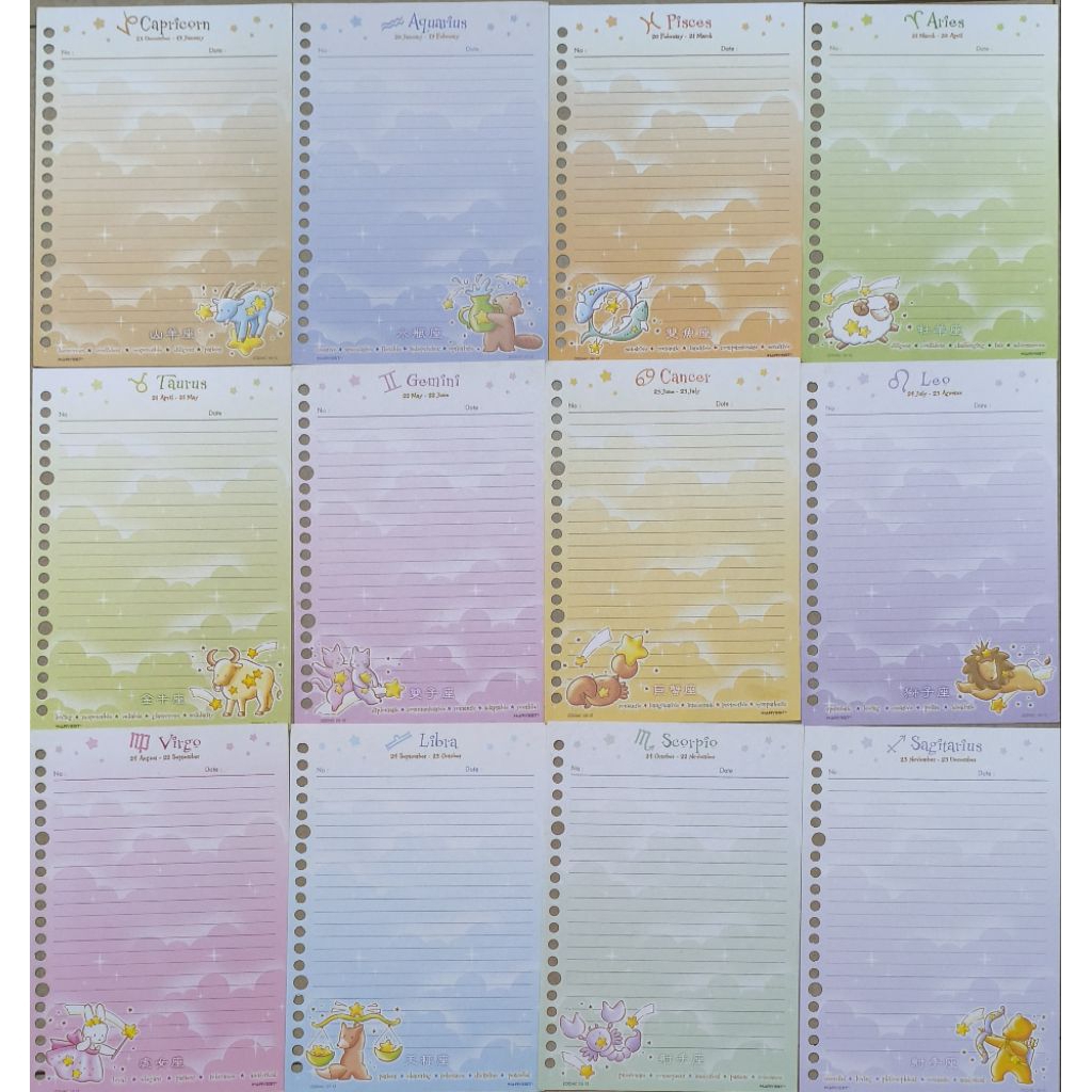 kertas binder file A5 Harvest series lama/ Harvest jadul edisi zodiak