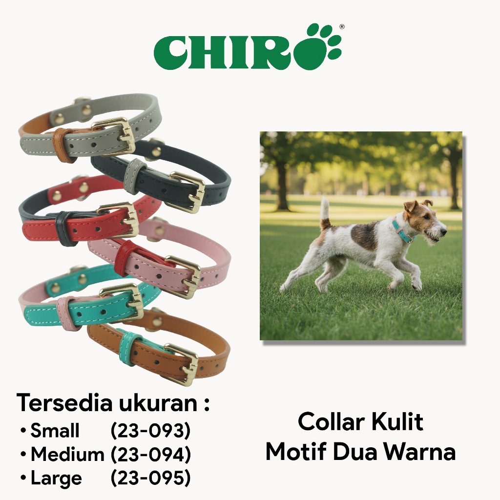 Chiro Kalung Kulit Desain 2 Warna Pengait Stainless Steel