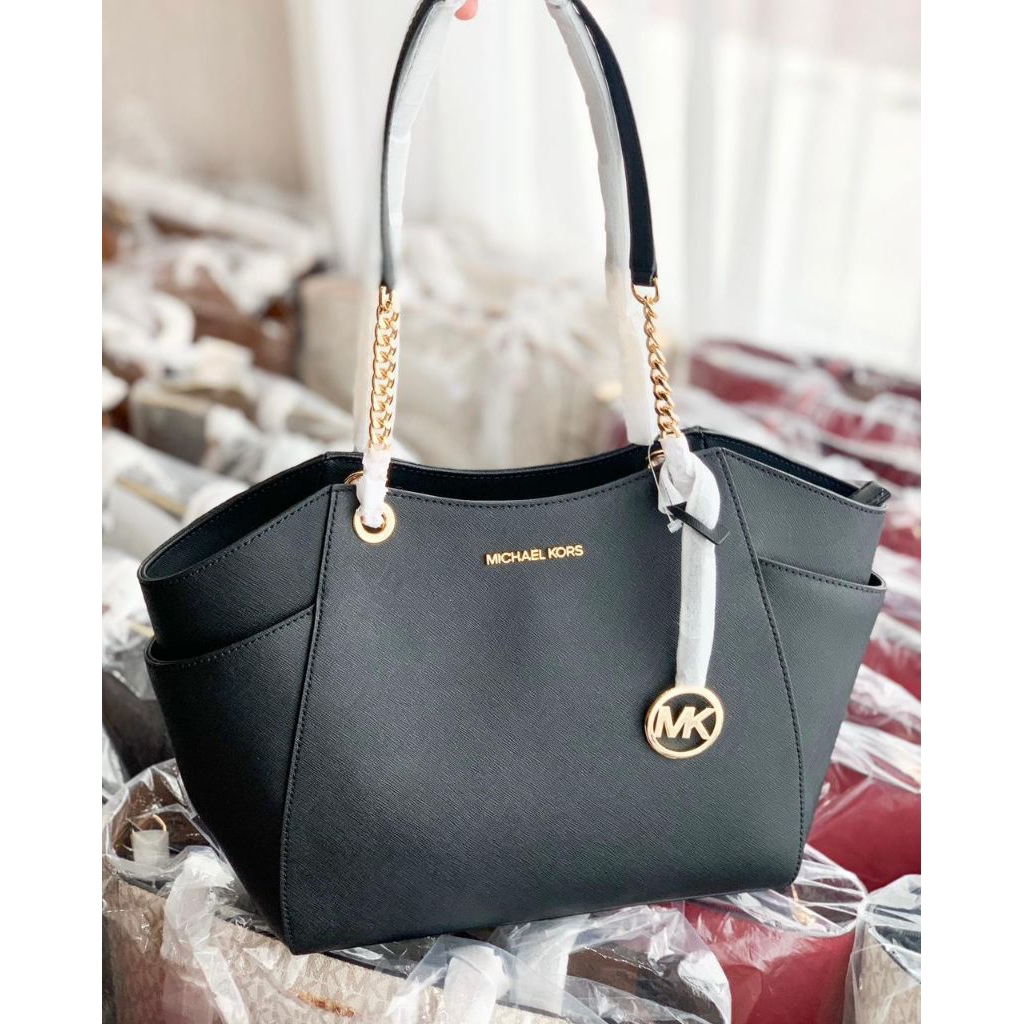 tasMk Jst Large Tote Chain Black n