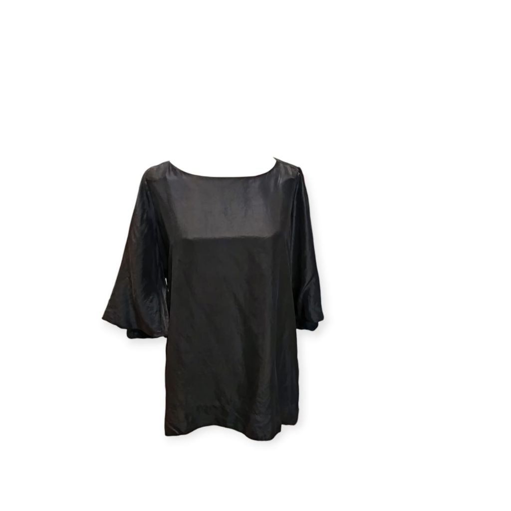 British India Black Silk Blouse