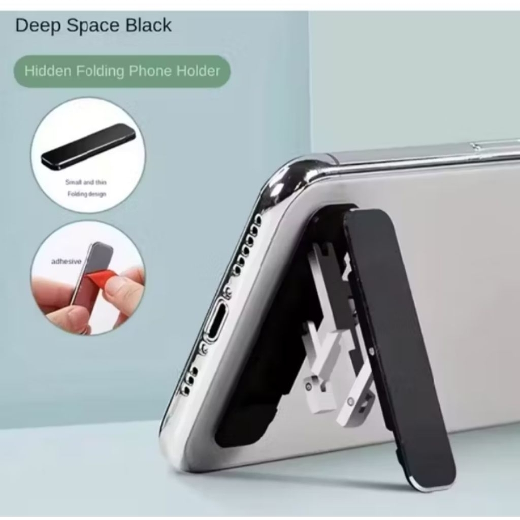 Holder HP Kickstand Lipat Universal Smartphone Deep Space Black Hidden Folding Phone Holder Kecil da