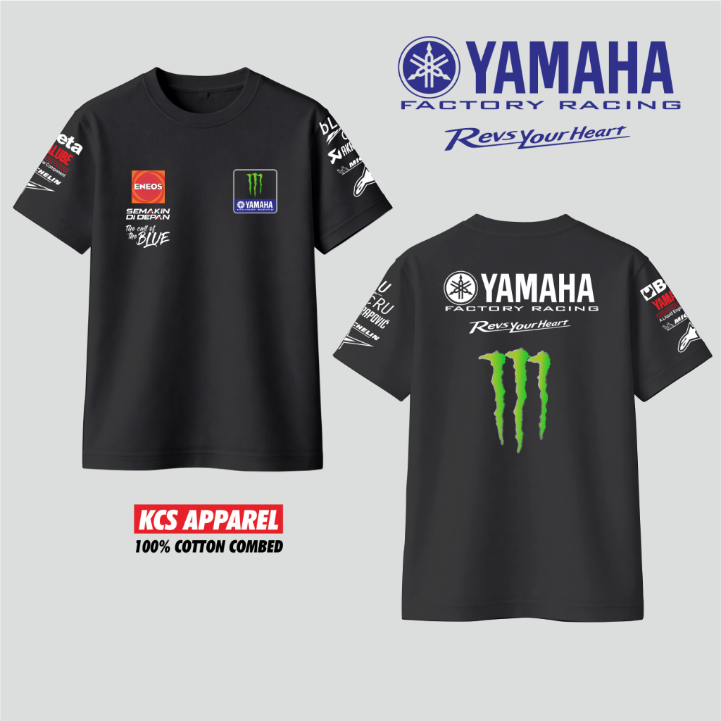 kaos yamaha factory racing motogp fabio quartararo hitam navy putih racing aerox nmax premium cotton