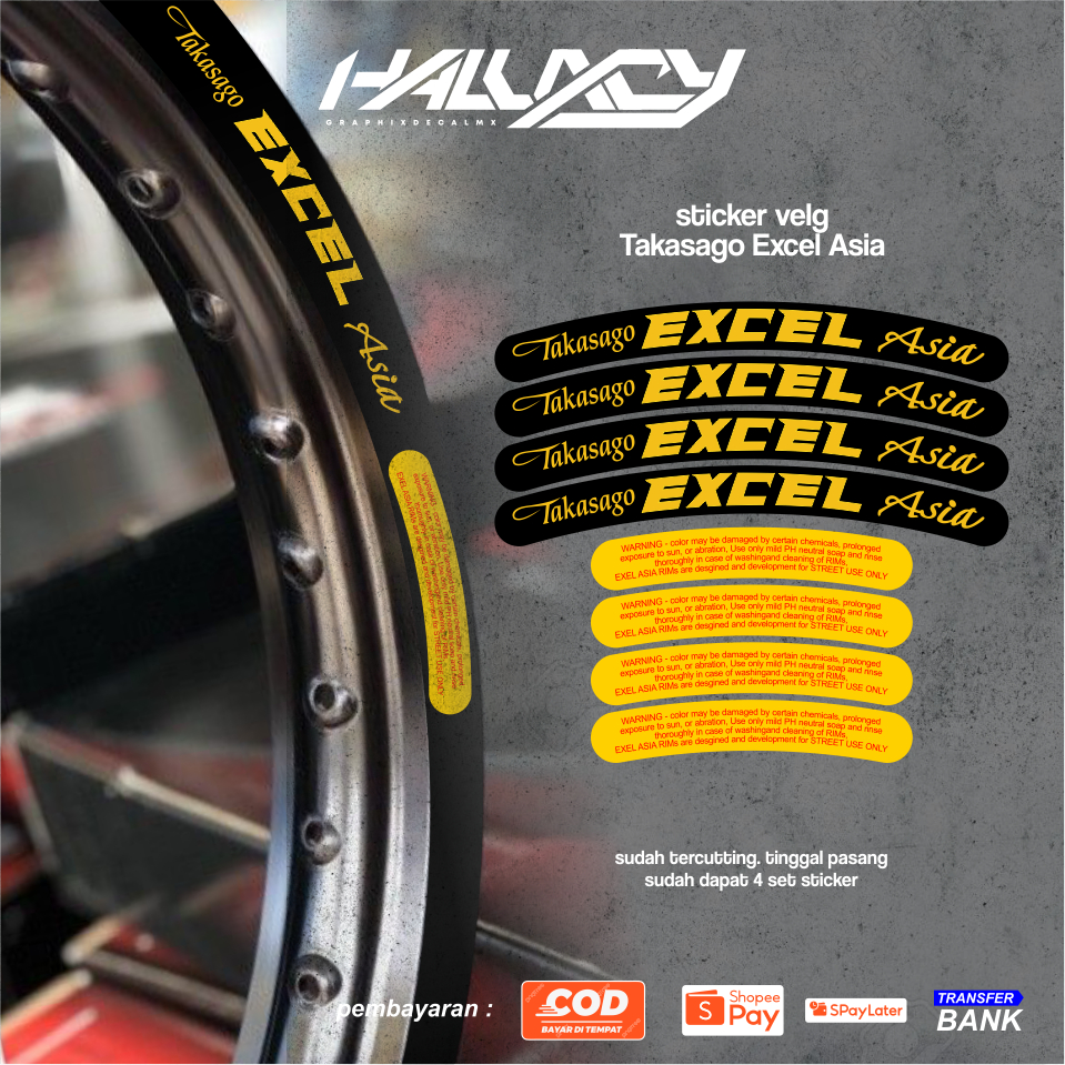 STICKER VELG TAKASAGO EXCEL ASIA PRINT VINYL PREMIUM GLOSSY BY HALUXCY
