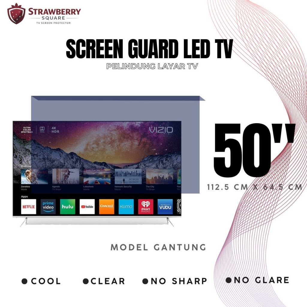 Pelindung Layar TV Transparan Hitam | Screen Protector TV Anti Bentur & Anti Gores (50INCH) TEKUK