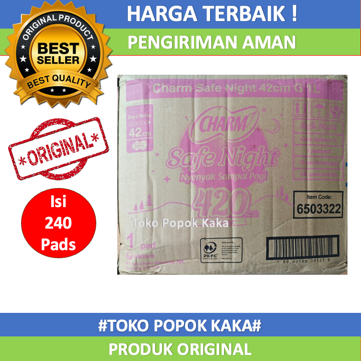 Pembalut Charm Safe Night 42cm isi 240 Pads